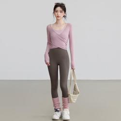 佑游 叠穿两件运动上衣一体式胸垫透气瑜伽服普拉提套装高级感秋冬长袖