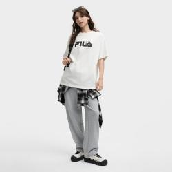 FILA 运动休闲T恤男女同款简约舒适百搭柔软宽松针织短袖衫