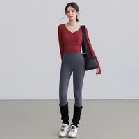 佑游 瑜伽秋冬女运动长袖高级感减龄露背带胸垫提臀长裤舞蹈服套装