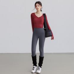 佑游 瑜伽秋冬女运动长袖高级感减龄露背带胸垫提臀长裤舞蹈服套装