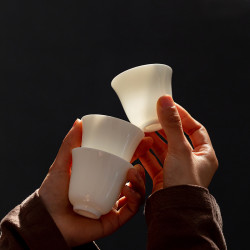 德化白瓷小茶杯陶瓷茶杯功夫茶品茗杯白瓷喝茶专用杯客杯功夫茶杯