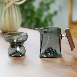 侧把公道杯玻璃茶海茶具高硼硅玻璃公道杯茶漏高档玻璃茶具分茶器