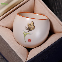 悦希 享象汝窑陶瓷功夫茶具单杯中式龙蛋个人茶杯主人杯家用品茗杯茶盏