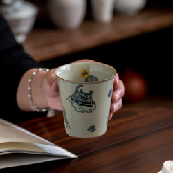 百垚 汝窑暖手杯家用大容量主人杯不烫手个人杯手握水杯高档茶具