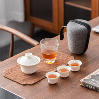 车载白瓷露营泡茶精致羊脂玉瓷高端户外便携茶具套装快客杯一壶多