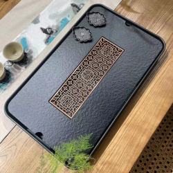 泡台黑色茶盘排水式托盘万字高级感家用桌面轻奢储水排水小型茶盘