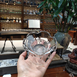 荷花高透加厚茶漏 手工透明玻璃粉色过滤公道杯茶道耐热绿色创意