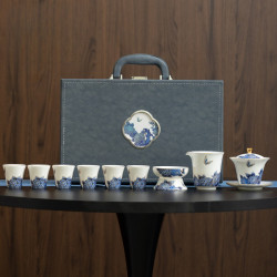 洲裕手工轻奢青花陶瓷泡茶白瓷茶具复古家用茶杯收藏喝茶高档描金