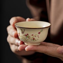 喝茶杯高档中式主人杯家用汝窑茶杯泡茶杯汝瓷品茗杯陶瓷小杯子
