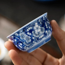 今丰唐 景德镇冰梅青花茶杯陶瓷品茗杯单个小茶杯功夫茶具主人杯蓝色单杯