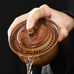 手抓壶高级盖碗茶杯高档不烫手陶瓷带盖旅行带茶具泡茶器茶壶