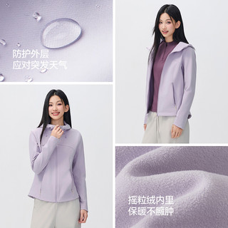森马 防泼水摇粒绒连帽夹克 女款 修身分割拼接