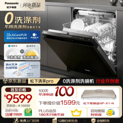 Panasonic 嵌入式洗碗机 172升大容量 纳诺怡30天一级储存 135℃独立烘干黑NP-C89K3M8