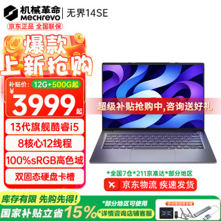 机械革命 无界14 Pro 2023款 十三代酷睿版 14英寸 轻薄本 灰色（酷睿i5-13500H、核芯显卡、16GB、1TB SSD、2.8K、LED、120Hz）