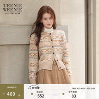 TEENIE WEENIE 小熊女装简约时尚毛针织开衫冬季费尔岛纹样提花毛衣 卡其色 170/L