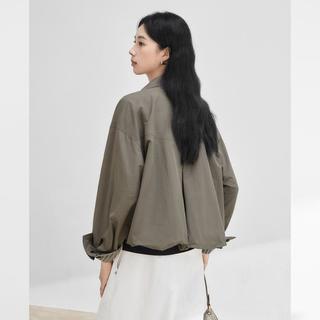 DUIBAI/对白 法式花苞立领宽松短款风衣外套