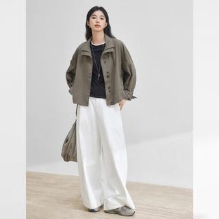 DUIBAI/对白 法式花苞立领宽松短款风衣外套