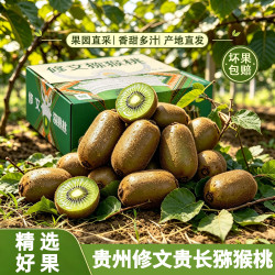 花三岁 修文贵长猕猴桃 24 枚 单果 50-70g 彩箱装