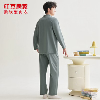 红豆居家 男女士开衫长袖家居服套装 复古蓝 L
