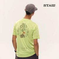 世拓 破晓主题跑者 印花抗菌跑步短袖速干衣 薄荷绿 L码
