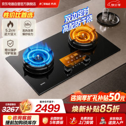 方太 家用嵌入式双灶5.2kW猛火煤气灶 定时防干烧可联动可调节尺寸02-TEK20-T天然气燃气灶 天然气
