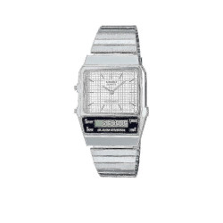 CASIO 复古金属银色小方块电子表 AQ-800E-7A 经典新款防水