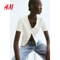 H&M 1280417 罗纹汗布开衫T恤 奶油色 XXS