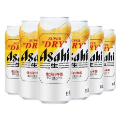朝日啤酒 日本原装进口Asahi/朝日超爽全开盖生啤酒485ml*6罐揭盖马克杯