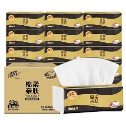 清风 原木黑金抽纸 S码4层80抽*30包