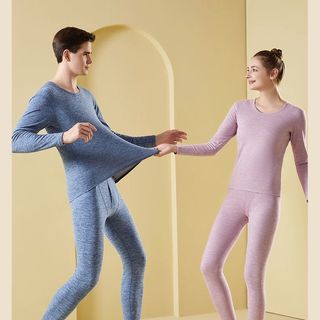 宜而爽 绵羊毛亲肤高弹 红色 3XL 保暖内衣套装