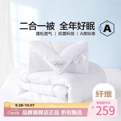 水星家纺 子母被A类抗菌七孔纤维被子秋冬纤维被芯四季被褥 爱丽丝长效抗菌二合一被200×230cm