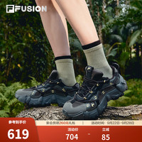 FILA FUSION斐乐潮牌山脉鞋男鞋登山鞋2026夏季新款户外休闲鞋 黑/精灵黄-BE 42