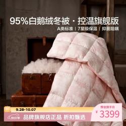 水星家纺 A类95%白鹅绒冬被芯防钻绒面料秋冬羽绒被子 95%白鹅绒冬被220×240cm