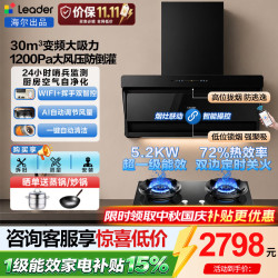 海尔 新款抽油烟机家用30立方变频大吸力顶侧双吸油烟 30立方烟机+H70PD灶