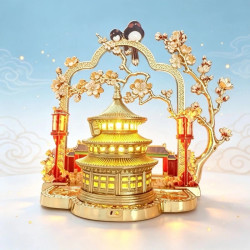 赋闲 北京天坛祈年殿立体发光金属冰箱贴摆件折叠高端国风文创伴手礼品 鎏金天坛亮灯冰箱贴/摆件(礼盒)