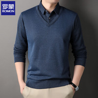 罗蒙 假两件毛衣男士2026秋冬季新款 9010-墨绿色 常规 2XL