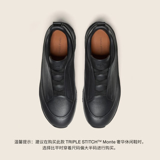 杰尼亚 Triple Stitch™ Monte 黑色皮革休闲鞋 黑色 40