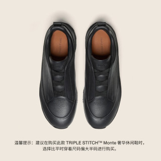 杰尼亚 Triple Stitch™ Monte 黑色皮革休闲鞋 黑色 40
