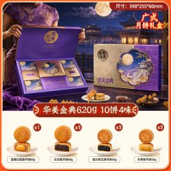 华美 广式月饼 10饼4味 620g 礼盒装