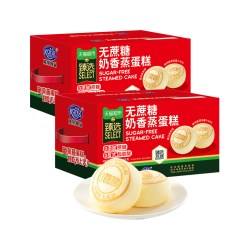 港荣 无蔗糖奶香蒸蛋糕 1kg*2箱 休闲食品