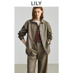 LILY 复古气质通勤宽松衬衫外套 棕色 XS