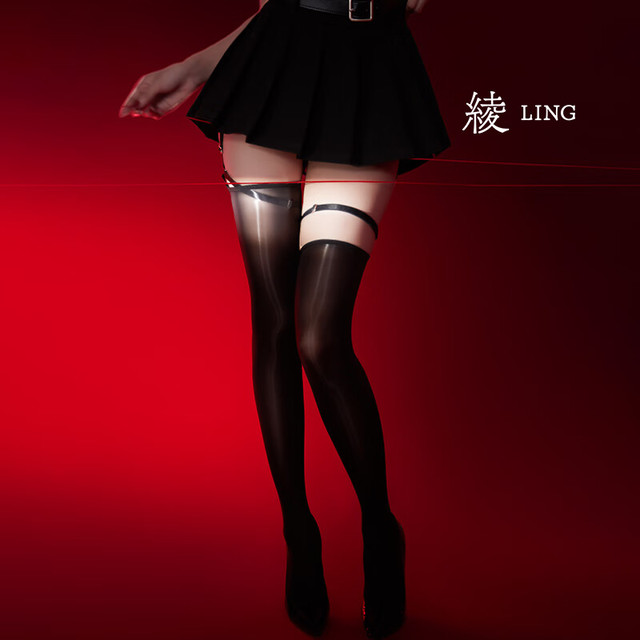 绫 缚凝脂10D腿环绑带吊带袜 黑色 L码