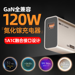 噢薇斯 120W氮化镓全兼容通用快充充电头+双C快充线