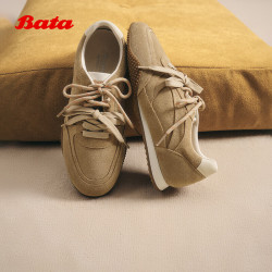 Bata 休闲鞋女2025秋厚底运动鞋UNX09CM5 浅杏 38