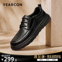 意尔康 轻羽系列 真皮休闲商务正装鞋 黑色 41码
