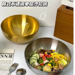 慕领 韩式不锈钢冷面碗商用蔬菜水果沙拉碗专用拌饭大碗餐具家用泡面碗