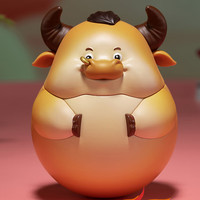 铜师傅 《十二生肖不倒翁》欢喜小将情绪稳定解压桌面办公桌摆件生日礼物 十二生肖不倒翁之牛