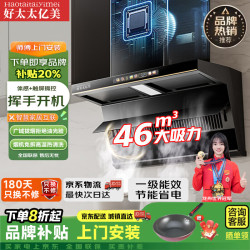 好太太亿美 小黑翼抽油烟机顶侧双吸超薄烟机变频家用大吸力静压低噪音7字型油烟机燃气灶烟灶套装
