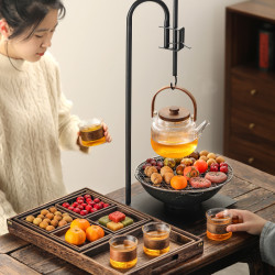 尚言坊 围炉煮茶烤火炉套装器具果盘杯子全套室内家用新款电陶炉煮茶炉