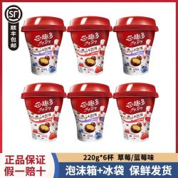 伊利 JoyDay巧克力豆酸奶220g*6杯装草莓蓝莓味风味发酵乳